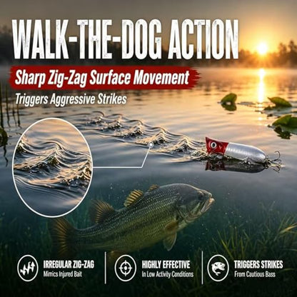 Topwater Popper Fishing Lure for Bass Pike 0.39oz 3.1in Floating Surface Bait with Loud Splashing Cup Mouth - color: color3