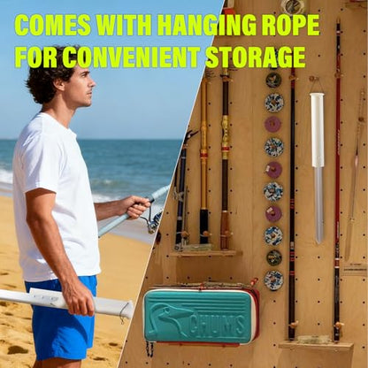 Dr.Fish Sand Spikes PVC Aluminum Surf Fishing Rod Holder, Beach Fishing Rod Holder, Portable Pole Holder Saltwater & Freshwater Shore Use River Bank