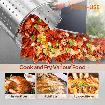 ROVSUN 80QT Turkey Fryer with 150,000BTU Propane Stove, Aluminum Seafood Crawfish Boiler Steamer & Deep Fryer with Basket, 10PSI CSA Certified Regulator & Lifting Hook for Outdoor Backyard Cooking - size: 80QT