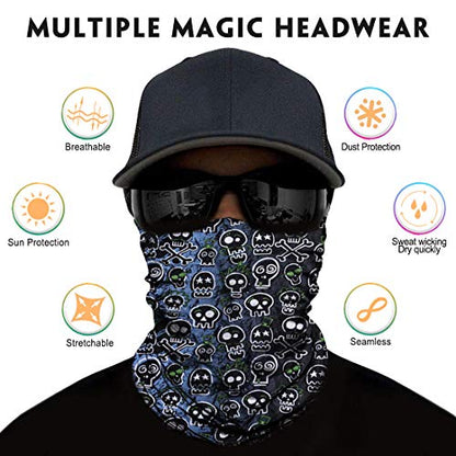 Venswell Neck Gaiter Face Mask Men Women,Seamless Bandana Rave Face Cover Scarf Mask,Balaclava,Headband, Head Wrap,Headwear - color: B-black Gray Series