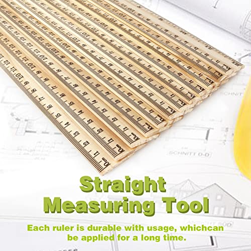 ZZTX 3 Pack Wooden Ruler 12 Inch（30 cm) | 2-in-1 scale design, Durable material, Double level design - color: 3 Pack, 12 Inch