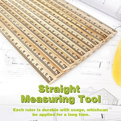 ZZTX 3 Pack Wooden Ruler 12 Inch（30 cm) | 2-in-1 scale design, Durable material, Double level design - color: 3 Pack, 12 Inch