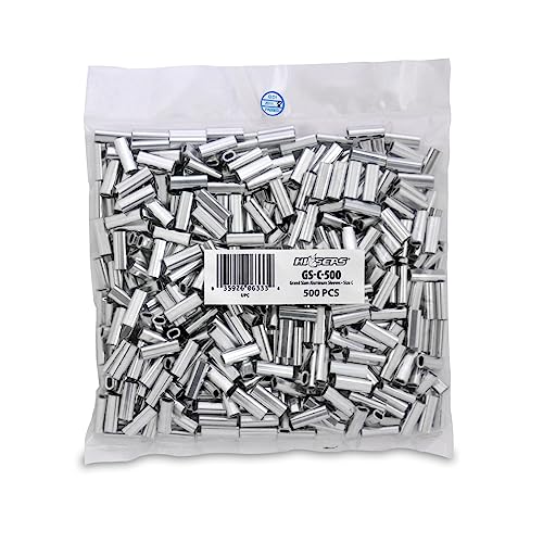 HI-SEAS Grand Slam Aluminum Fishing Line Crimp Sleeves - Bulk 500 Pieces, Durable and Strong Crimps for Monofilament 40lb Test up to 600lb Test for Saltwater Fishing Leaders - style: 500 Pc/2.3 Mm