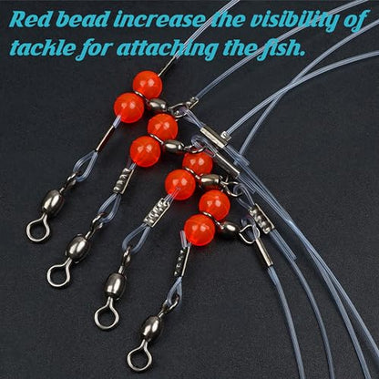 Fishing Leader Rigs Saltwater Tackle Rigs with Swivels Snaps, High Strength Wire Leaders Rigging Surf Fishing Gear Equipment for Lures Bait Hooks Catfish Walleye - color: Blue Nylon Leader, size: 12PCS, style: 1 Arm