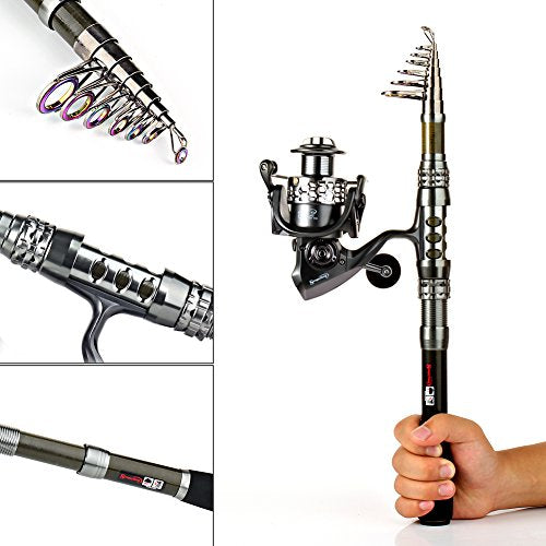 Sougayilang Telescopic Fishing Rod Reel Combos with Carbon Fiber Fishing Pole Spinning Reels and Fishing Accessories - color: Only Fishing Rod and Reel, size: 7.87 Ft Rod + XY 3000 Reel