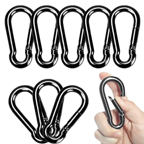 Carabiner Clips Black Twours Spring Snap Hooks Small Carabiners Heavy Duty Galvanized Steel Quick Links for Rust-Resistant Keychain Clips Outdoor Hiking Camping Hammock Fishing 1.56" 1.97" 2.36" 3.15" - size: 3.15inch(M8)--8pcs