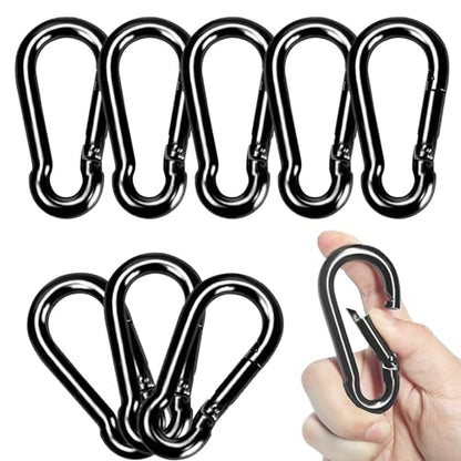 Carabiner Clips Black Twours Spring Snap Hooks Small Carabiners Heavy Duty Galvanized Steel Quick Links for Rust-Resistant Keychain Clips Outdoor Hiking Camping Hammock Fishing 1.56" 1.97" 2.36" 3.15" - size: 3.15inch(M8)--8pcs