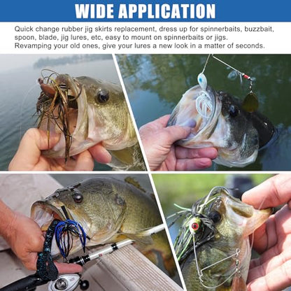 Spinner Bait Skirt Jig Skirts Replacement DIY Fishing Lure Making Supplies Soft Skirt for Spinnerbaits Bass Fishing Jigs Buzzbait Squid Jigs Fishing Lure Skirts 50 Strands - style: 24pcs