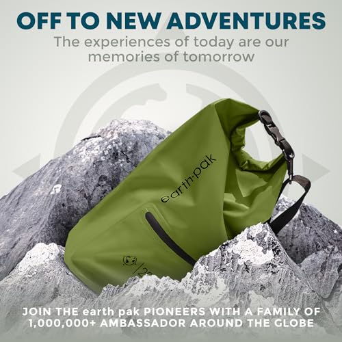 Earth Pak Waterproof Dry Bag with Zippered Pocket - Waterproof Dry Bag Backpack Keeps Gear Dry - color: Forest Green, size: 30L