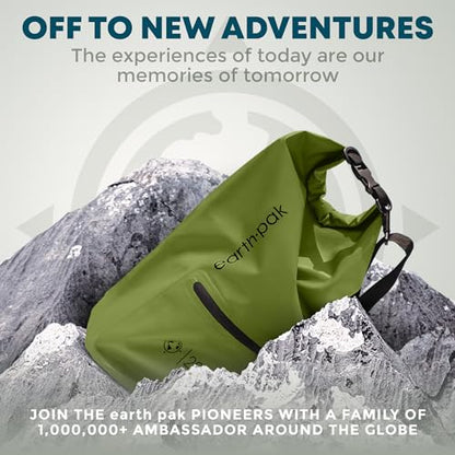 Earth Pak Waterproof Dry Bag with Zippered Pocket - Waterproof Dry Bag Backpack Keeps Gear Dry - color: Forest Green, size: 30L