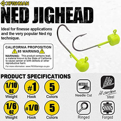 Ned-Rig-Kit-Finesse-Baits-Soft-Plastic-Worms-Fising-Lure for Bass Stick Swimbait Minnow Crawfish Lures Shroom Ned Jig Head Kit - color: 35-Piece 4'' #01 Stick Worms Ned Rig Kit