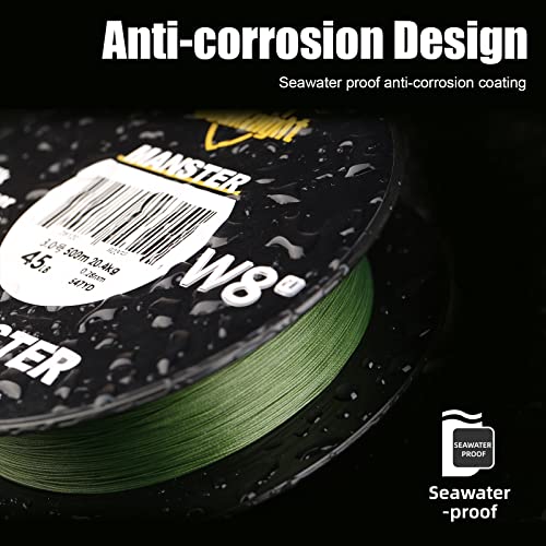 SeaKnight W8 II 8 Strands Braided Lines 164Yds/ 328Yds/ 547Yds Smooth PE Braid Multifilament Carp Fishing Lines Saltwater for Sea Fishing 15-100LB - size: 5.0#: 65LB-164Yds