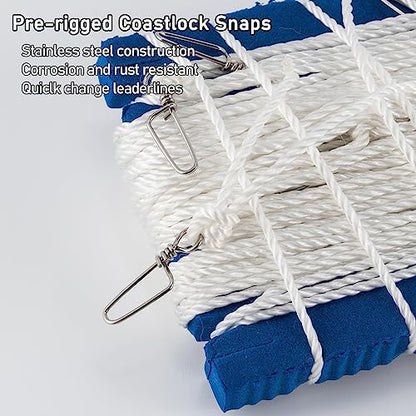 Dr.Fish 100/295ft Trotline Fishing Set up 20/60 Hooks Twine Pre-Rigged Snaps Leader for Traditional Dropline Catfishing Gear Kit Catfish Rig Catfishing Tackle - color: 295FT/60 Hooks and Snaps, size: #6 Hooks