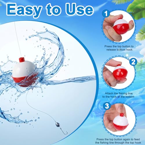 Coopay Fishing Bobbers 30Pcs-50Pcs/Lot Hard ABS Fishing Floats Set Snap on Float Red/White Bobbers Push Button Round Buoy Tackle Accessories - style: 1.5inch-30pcs