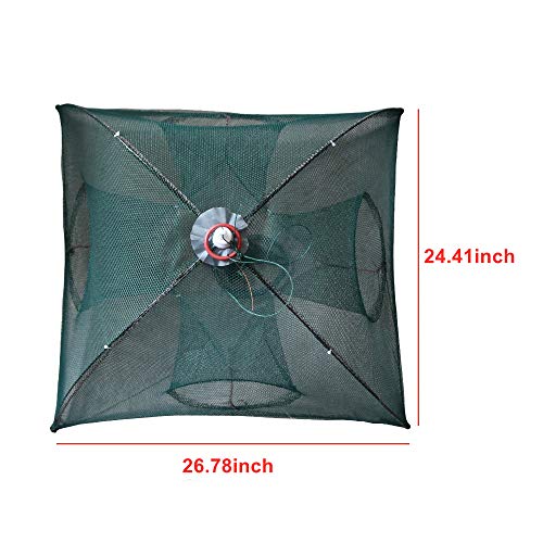 Persei Foldable Fishing Bait Trap Cast Net Cage Cast Dip Cage for Fish Shrimp Minnow Crayfish Crab Bait Trap Cage - color: 4 sides 4 holes+1 hole