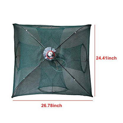 Persei Foldable Fishing Bait Trap Cast Net Cage Cast Dip Cage for Fish Shrimp Minnow Crayfish Crab Bait Trap Cage - color: 4 sides 4 holes+1 hole