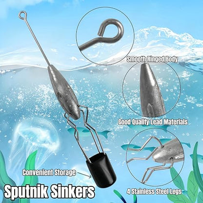 3Pcs Sputnik Sinkers Fishing Weights Sinkers Surf Casting Fishing Sinkers Lead Weights Sinkers Long Tail Fishing Weights Drop Shot Sinkers for Saltwater Catfish Beach Sand Ocean-1oz - size: 3oz