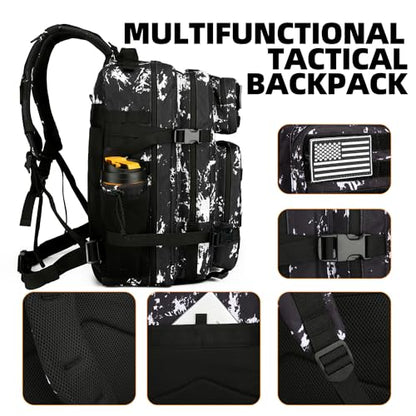 Lovelinks21 25L Tactical Backpack for Men and Women Military Backpack Small Assault Pack Molle Backpack Bug Out Bag Travel Rucksack Daypack (Black Lightning) - color: Black Lightning