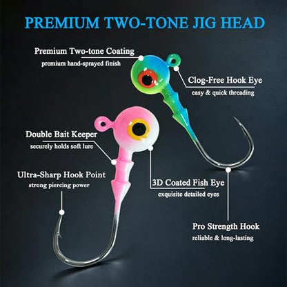 Crappie Jig Heads Kit - 20/25/40-PACK, 1/8oz 1/4oz 3/8oz, for Walleye Crappie Bass Panfish Freshwater Fishing Jig Hooks - size: 1/4oz-25Pack