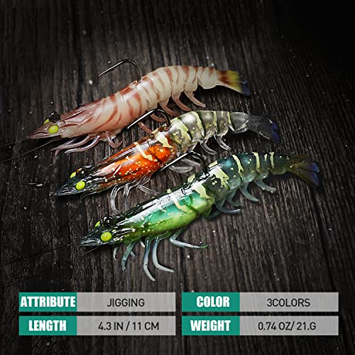 TRUSCEND Duramax Pre-Rigged Saltwater Fishing Lures with BKK Jig Hooks, Easy Catch 10X Tear-Resistant TPE Soft Swimbait for Redfish Grouper Striper Bass Trout Crappie Walleye, Weedless Freshwater Bait - color: A3-4.3"-0.75oz