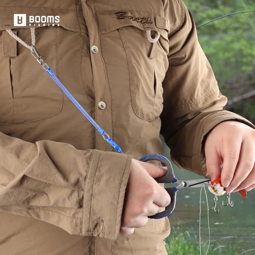 Booms Fishing Braided Line Scissors: Micro-Serrated Stainless Steel Blades Line Cutter - XW01 4.1" Fishing Serrated Shears with Zinger Retractor - style: Scissors + Fishing Retractor