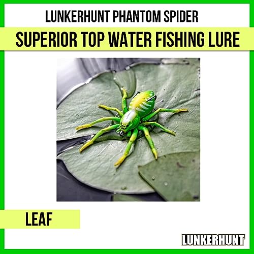 LUNKERHUNT Phantom Spider Lure for Bass Fishing (2.5 Inch) | Topwater Spider Fishing Lure with Natural Walking Action | Soft Hollow Body Weedless Hooks for Trout and Pike - color: Leaf