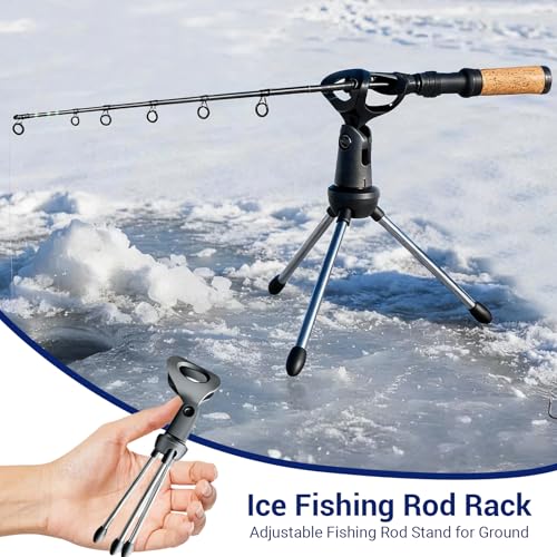 Ice Fishing Rod Reel Combo Complete Set Ice Fishing Gear with Backpack Seat Ice Cleats Ice Fishing Jigs Line Full Ice Fishing Kit