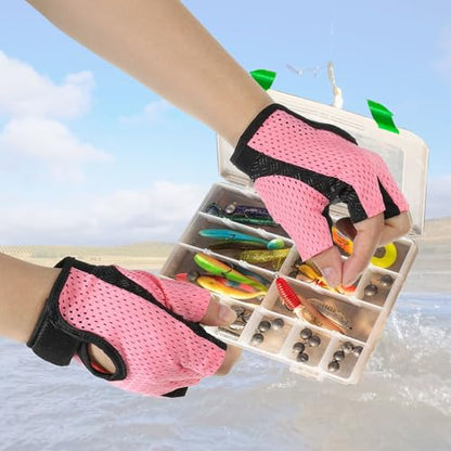 PATIKIL Fishing Gloves Breathable Fingerless Sun Protection Gloves for Men Women Rowing Kayaking Cycling - size: Medium