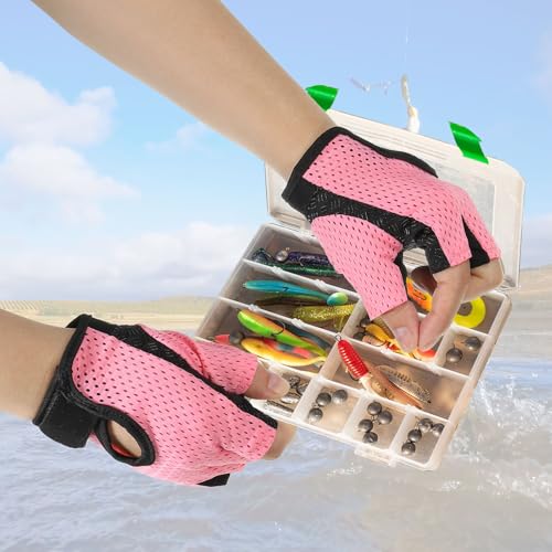 PATIKIL Fishing Gloves Breathable Fingerless Sun Protection Gloves for Men Women Rowing Kayaking Cycling - size: X-Large
