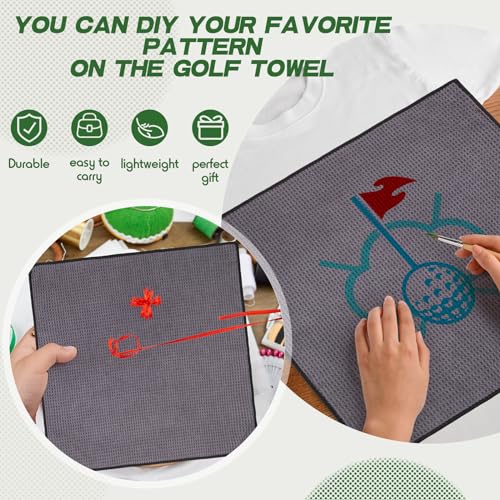 Batiyeer 12 Pcs Golf Towel Bulk for Golf Bags Microfiber Fabric Towel with Clip Waffle Pattern, Fitness, Camping, Hiking, Yoga - color: Gray