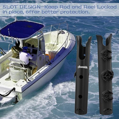 Aventik Tube Fishing Rod Holder Bracket Wall Mounted Boat Side Mount Tool Holder Tube Links with Screws 1/2/3/4/6 Pole Tube Fishing Rod Holders - color: 4-Pole Black
