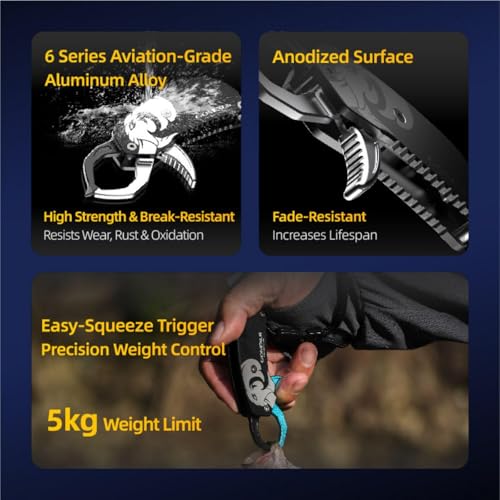 GOMEXUS Fish Lip Gripper, Portable Lightweight Fish Gripper, Aluminium Fish Grabber Tool, Lip Grippers Fishing, Mini Fishing Gripper with Lanyard (Blue) - color: Blue