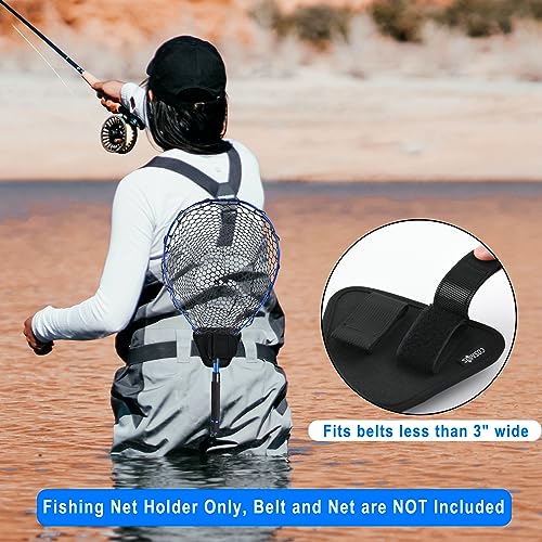 Cosmos Fly Fishing Net Holster - Adjustable Belt-Mounted Fish Landing Net Holder for Fishing Gear & Racket, Hands Free Waist Holder for Dip Netting Accessory