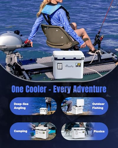 Pawfly 13-19 QT Live Bait Cooler, Leak-Proof Fishing Cooler with Rechargeable Aerator, Portable Fish Livewell for Boat, Insulated Minnow Bucket for Shrimp & Live Fish, Hard Cooler Box for Fishing - size: 13 Quart