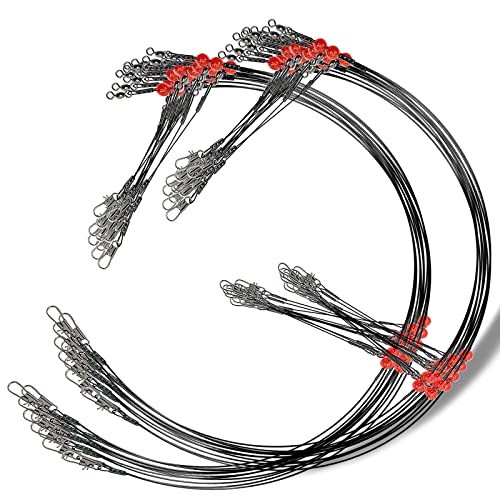 YOTO Fishing Leaders,Stainless Steel Tackle Rig with Tackle Lure Swivels Snaps, Saltwater rig Wire Leader Fishing Leader Wire Bottom rigs for Saltwater - color: Black Fishing Leaders, style: 2arm-24pcs