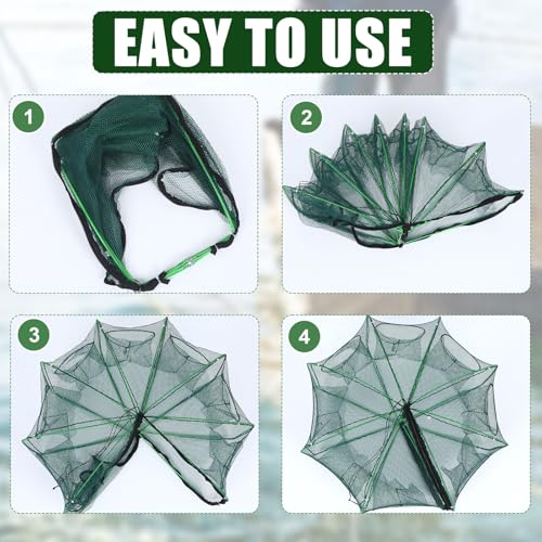 Casting Nets for Fishing Collapsible 6 Holes Large Minnow Cage Foldable 23.6 x 8.7 Inch with Bait Balls Small Fish Net and Rope for Crab Shrimp Crawdad Lobster Crayfish Catfish