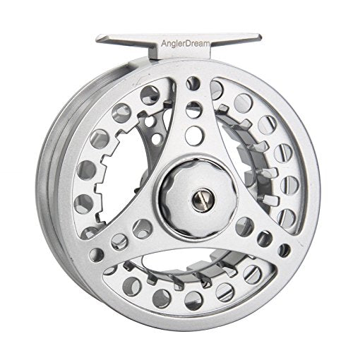 (1/2WT 3/4WT 5/6WT 7/8WT) Fly Reel with Line Combo Aluminum Alloy Large Arbor Fly Fishing Reels Weight Forward Fly Line with Braided Backing Taper Leader Pre-Tied - color: Silver Fly Reel(Without Line), size: 3/4 WT Reel