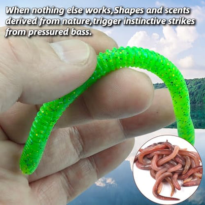 Soft Plastic Worm,Easy to Use Bass Fishing Stick Bait Lures,4.7in 8pcs - Slow Sink, Salt Impregnation, Ribbed Design, Proven Colors - Wacky Stick, Soft Fishing Lures - color: Green
