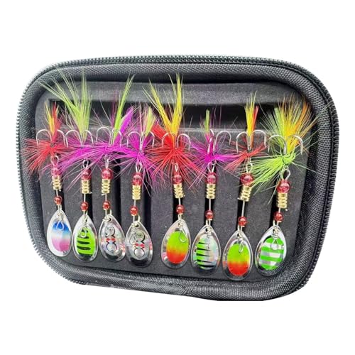 Fishing Spinner Baits Lures Kit for Trout Bass Salmon Lures with Treble Fishing Hooks, Rooster Tail Fishing Gears Spoons Effective in Freshwater/Saltwater - color: 16pcs/bag with Rooster Tail