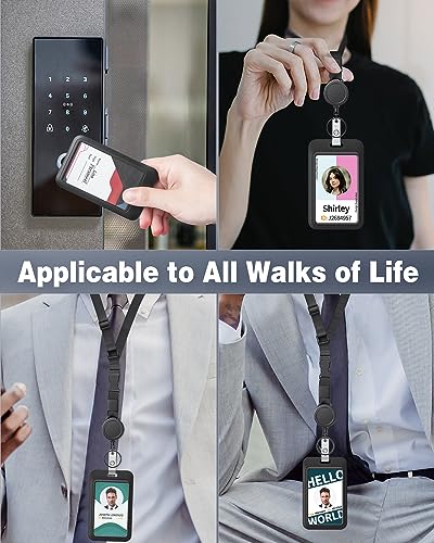 Uniclife Retractable Adjustable Lanyard Heavy Duty Neck Lanyard with Retractable Badge Reel Quick-Release Buckle and Adjustable Length Strong Wide Nylon Strap with Sliding ID Badge Holder - color: Black, size: 1 Pack with Adjustable Lanyard