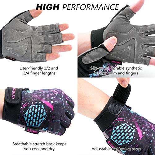 BASSDASH Astro Fishing Gloves Men’s Women’s Fingerless Gloves for Game Fishing Kayaking Paddling Sailing MTB - color: Abstraction, size: Large