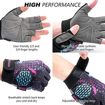 BASSDASH Astro Fishing Gloves Men’s Women’s Fingerless Gloves for Game Fishing Kayaking Paddling Sailing MTB - color: Abstraction, size: Medium