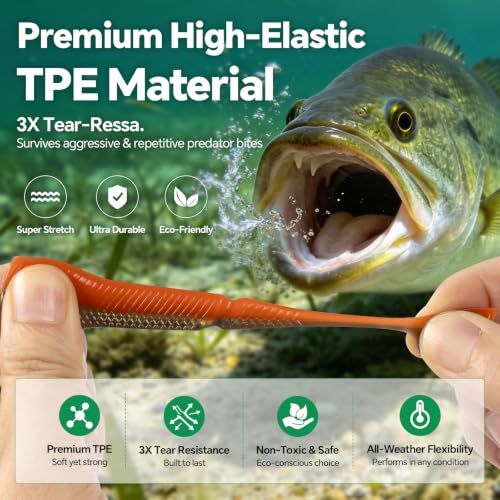 Modular Soft Lure System Kit 15Pcs - Removable Jig Head Hooks Design with Premium TPE Swimbait Paddle Tail, Snap Swivels Included, 3.5in 0.56oz, Mimic Minnow Tackle Box Set for Bass Trout