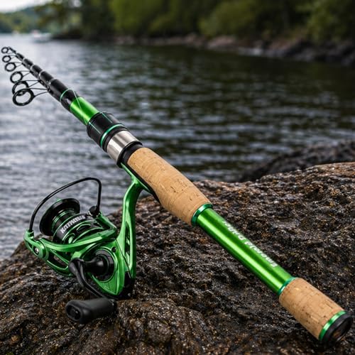 Telescopic Fishing Combo, 6FT Carbon Fiber Rod with 3000 Spinning Reel, Lightweight Kit with Carrier Bag for Bass Trout Catfish Freshwater Saltwater Travel