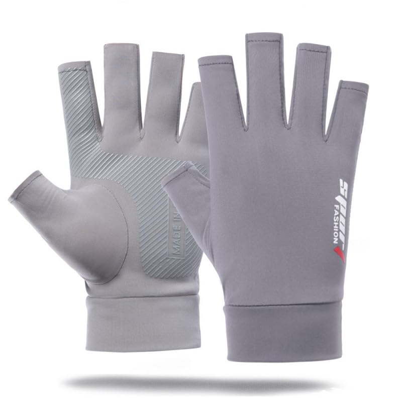 Anti-Slip Strips Cycling Gloves for Men/Women Half Finger UV Protection Driving Glove for Outdoor - color: grey