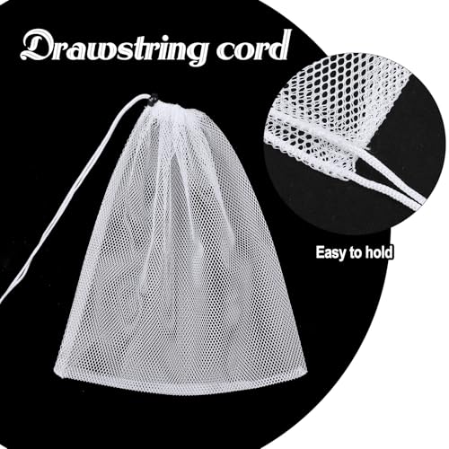 Mesh Chum Bag, 4 Pcs Bait Chum Bucket for Enhanced Fishing Attraction 14 x16 inch, Nylon Drawstring Laundry Bags, White Net Storage Bags for Saltwater Fishing Kitchen Gifts Travel College - size: 14 x16 inch