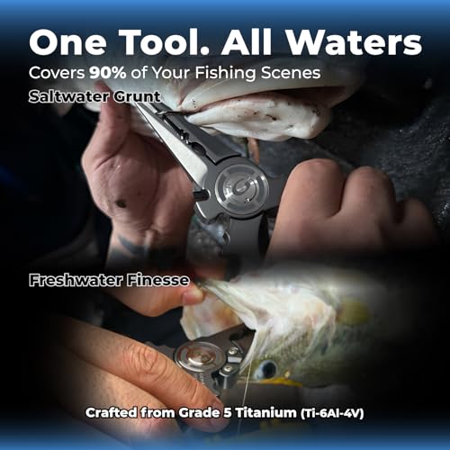 GOMEXUS Fishing Pliers Saltwater with Side Cutters, Never Rust Inshore & Nearshore Titanium Fishing Gear with Lanyard & Leather Sheath, Hook Remover, (Straight Nose, 7 INCHES) - color: Straight Nose