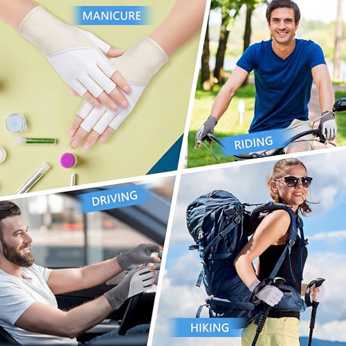 Loopeer 2 Pair Women Sunblock Fingerless Gloves UV Sun Protection UPF 50+ Non Slip Touchscreen Gloves for Summer Driving Manicures - color: Gray, White