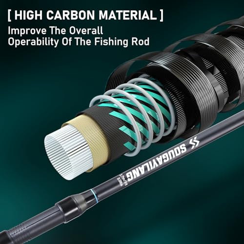 Sougayilang Spinning Fishing Rod, 3-Piece, Carbon Catfish Rod with EVA Comfortable Handle for Catfish and Carp Fishing, Medium/Heavy Power, 9'0"/10'0"/11'0" - size: 9'0"