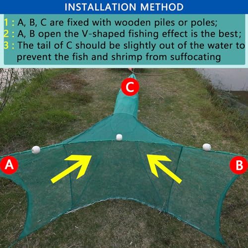Lawaia Shrimp Nets for Shrimping Fish Trap Portable Crawfish Trap Collapsible Minnow Fishing River Net Trawl Fishing Cage Accessories with Float and Chain Small Mesh 2M/3M/4M/5M/6M/8M/10M - size: 6x1x3